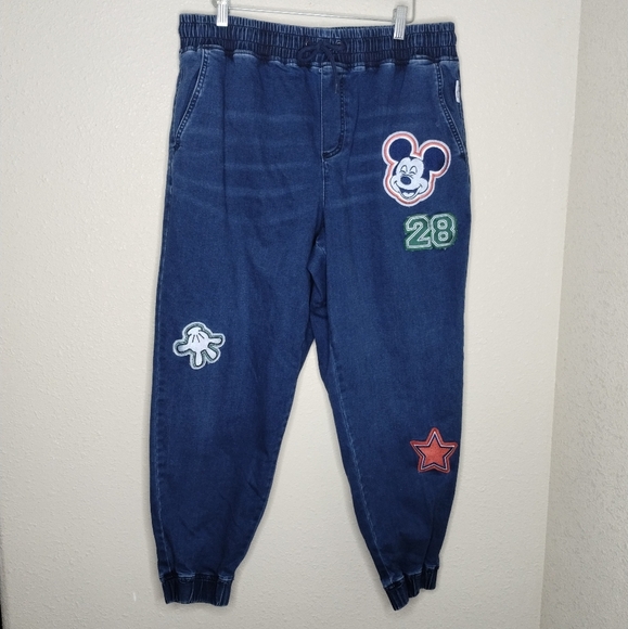 Disney Her Universe Mickey Mouse Denim Joggers Women's Size 1X - Picture 1 of 6